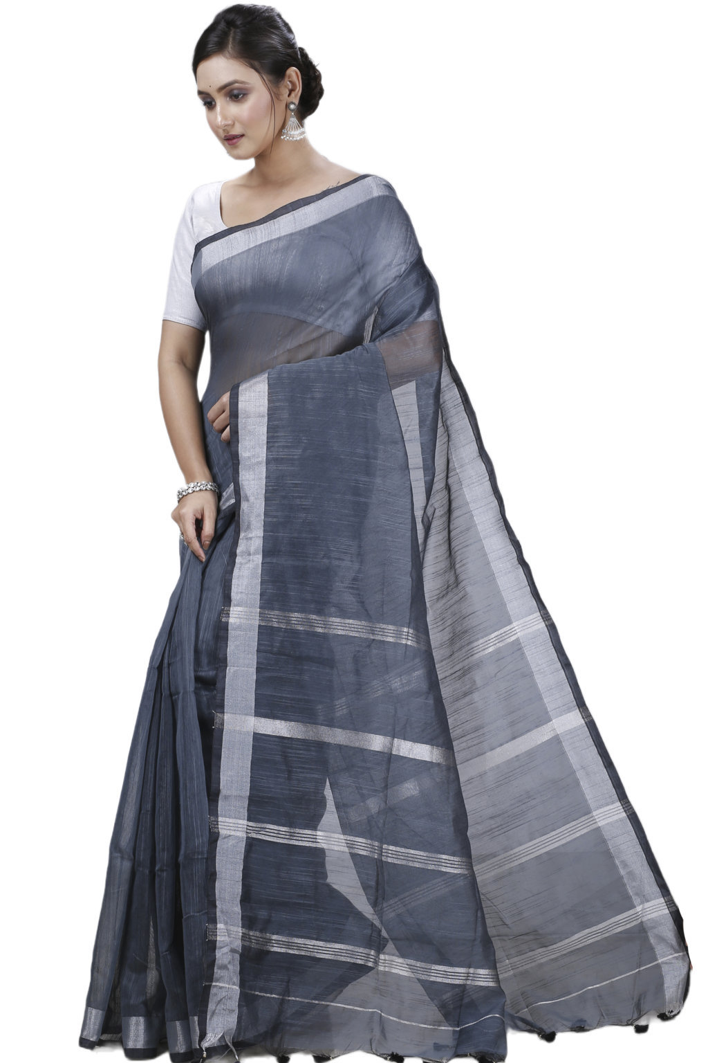 Black Blended Cotton Toshini Hand Loom Saree (1186)